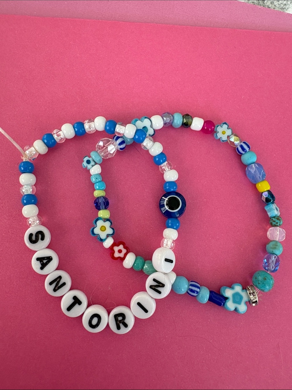 Personalized Blue Bead Bracelet -